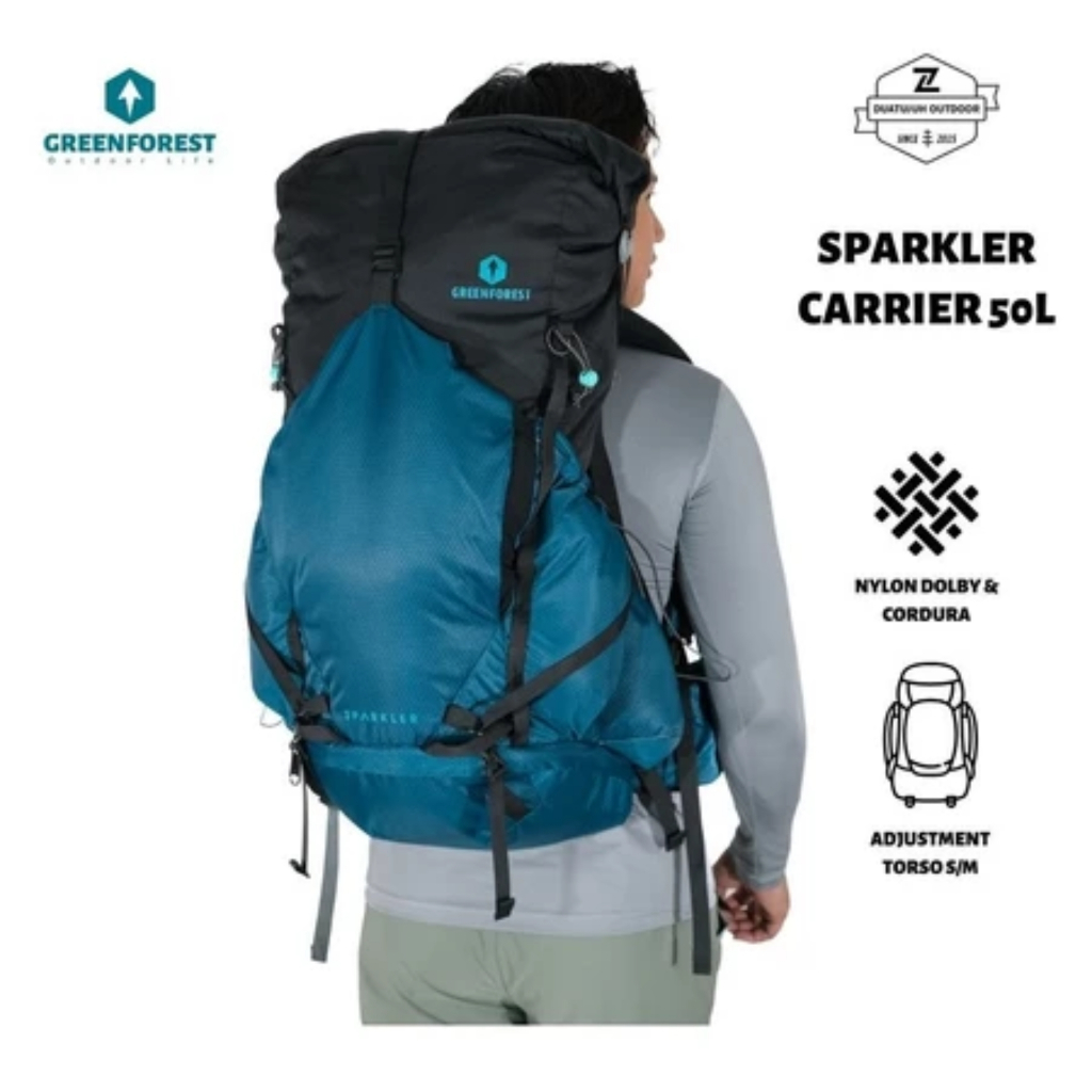 Tas Gunung Greenforest Sparkler Carrier Lightweight 50L Free Raincover