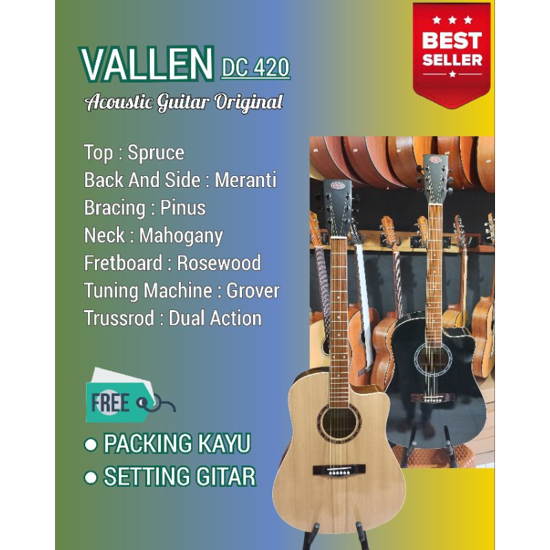 GITAR AKUSTIK VALLEN DC 420 ORIGINAL GITAR AKUSTIK ELEKTRIK