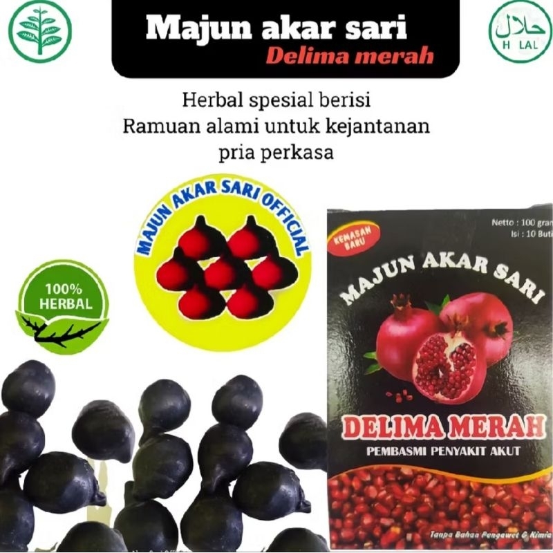 majun akar sari kemasan hitam untuk vitalitas pria;
