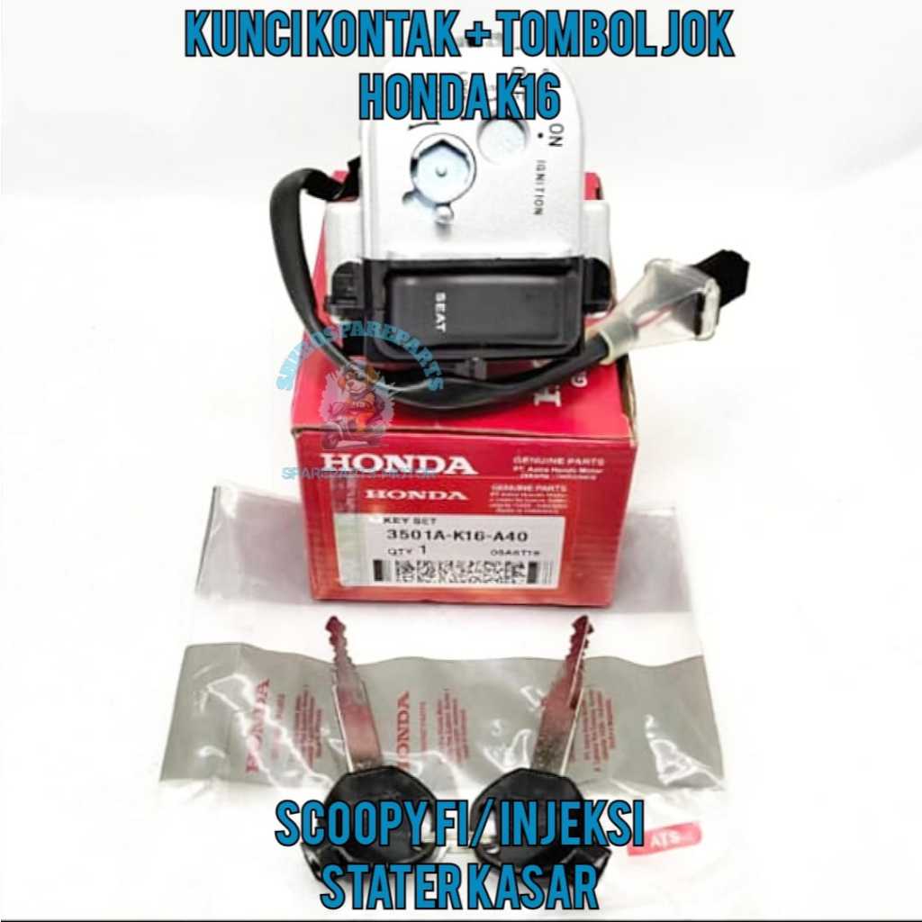 KUNCI KONTAK + Tombol Jok k16 ASLI ORIGINAL motor HONDA SCOOPY FI injeksi , SCOPY FI STATER KASAR VE