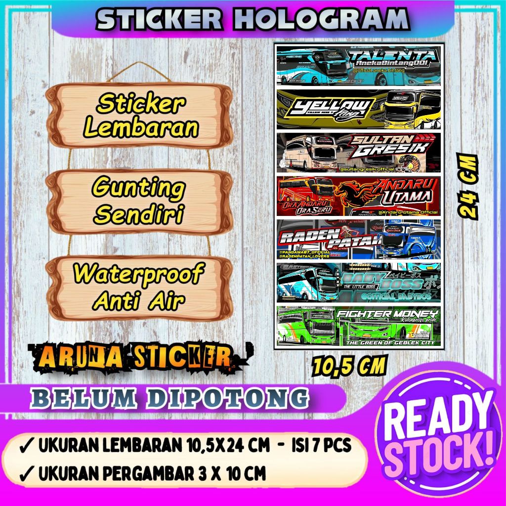 

STIKER BUS PANJANG Lembaran Isi 7 pc Stiker Bus Basuri Hologram Sticker Bus Mania