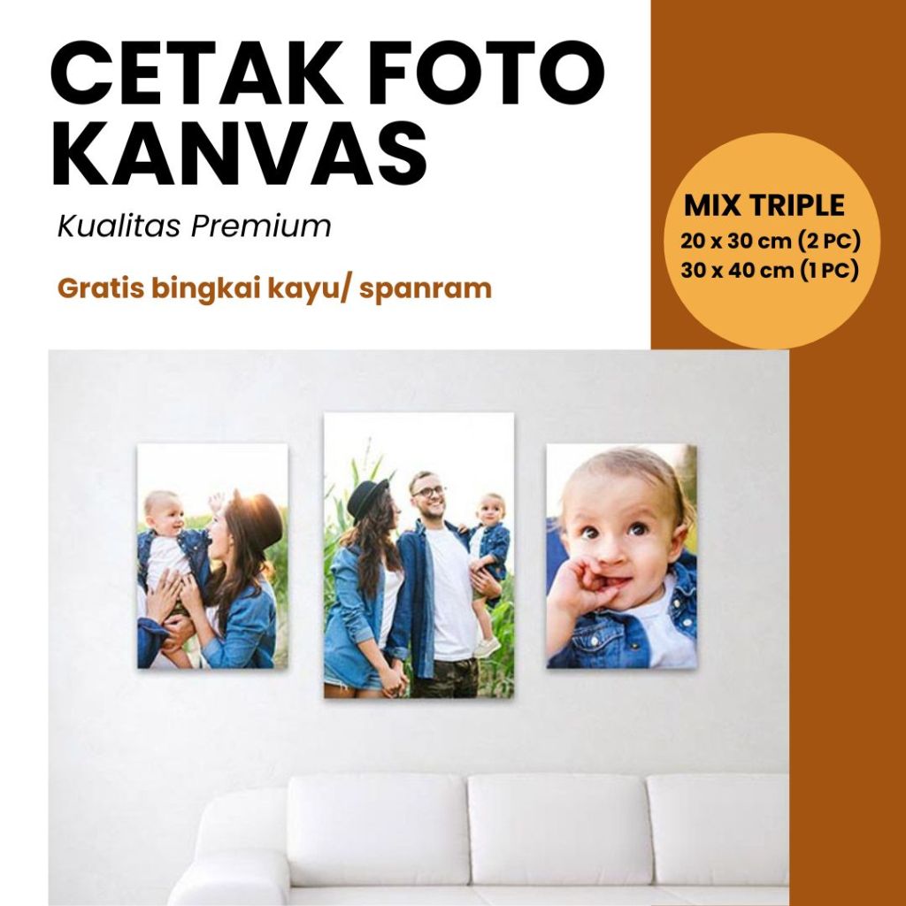 Cetak Foto Kanvas Foto Kanvas Cetak Foto Dinding Kanvas Foto Print Canvas Foto Mix Triple size