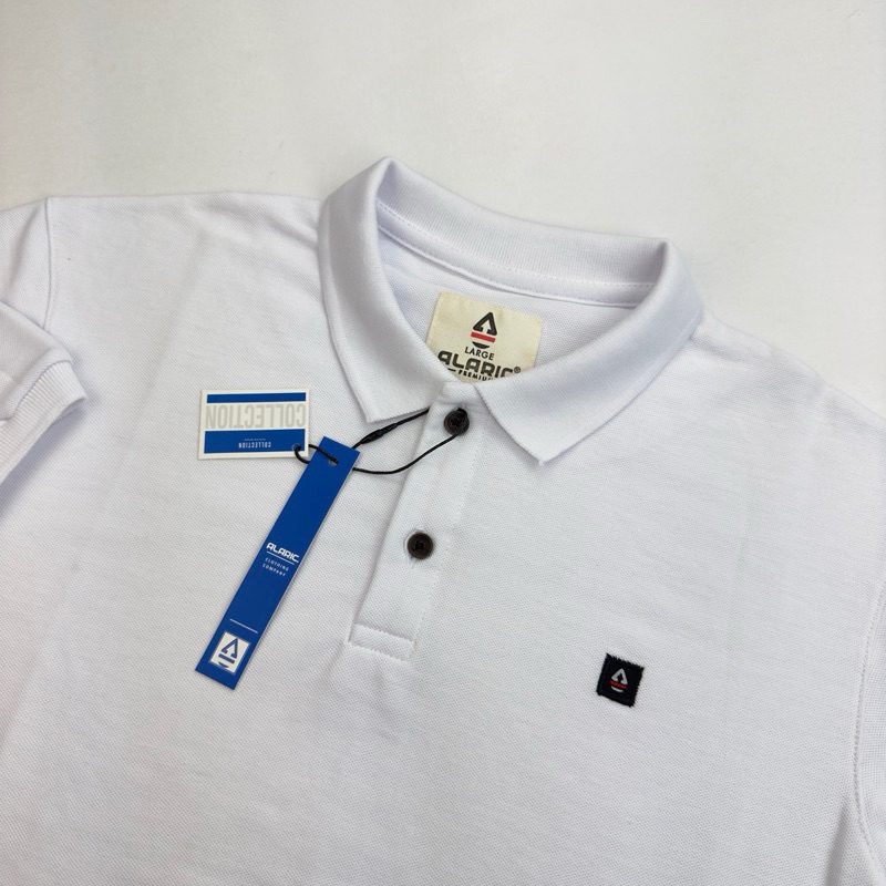 Kaos polo shirt ALARIC Original warna putih Polos