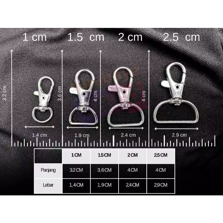 

Kew Kew Kait Besi Cantelan Pengait Pita Lanyard ID Name Card ukuran 1 cm - 1.5 cm - 2 cm - 2.5 cm