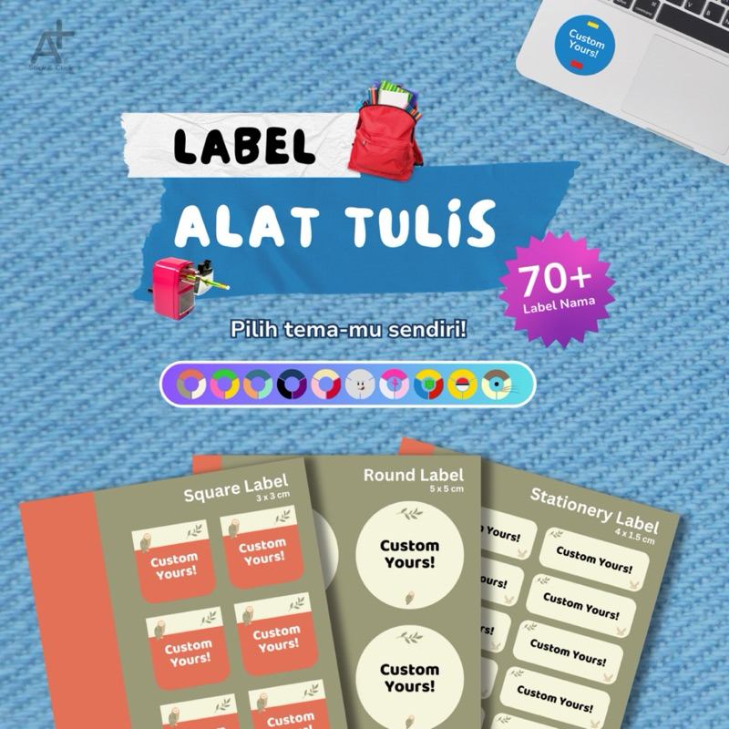 

Paket Label Sticker Nama - 78 Pcs Sticker Nama, Alat Tulis Pensil, Pulpen, Waterproof Custom Desain