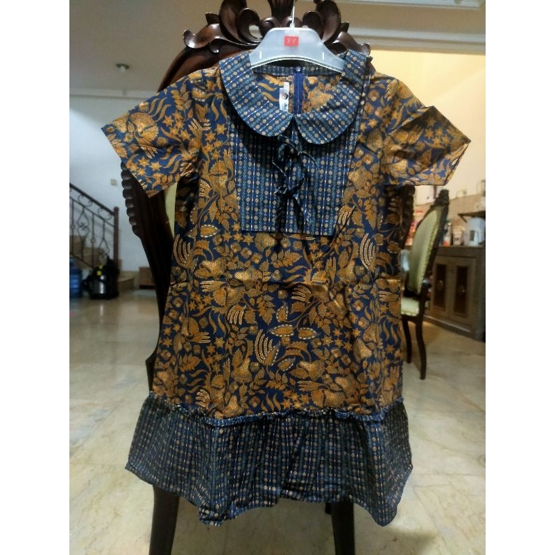 Prelove Baju Dress Batik Anak Cewek Wanita Premium Seken Merk Batik Keris Asli Original kondisi Bagu