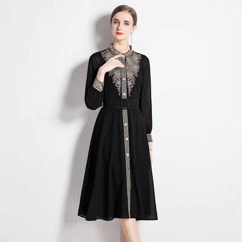 Dress Elegant Gamis Tunik / Dress Lengan Panjang Elegan Feminime Maxi Dress Dress Lebaran Casual