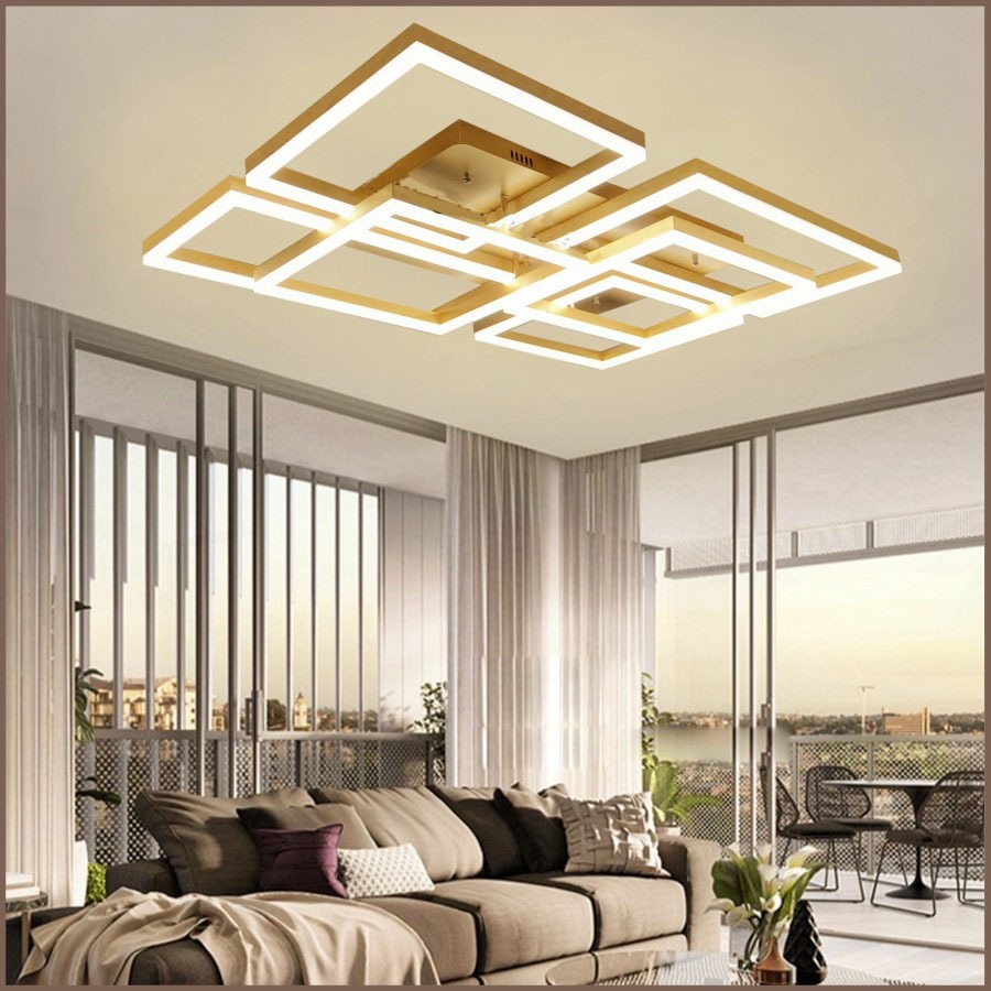 Lampu hias plafon ceiling MODERN GOLD LED 3 warna sinar cahaya putih kuning warm white REMOTE CONTRO