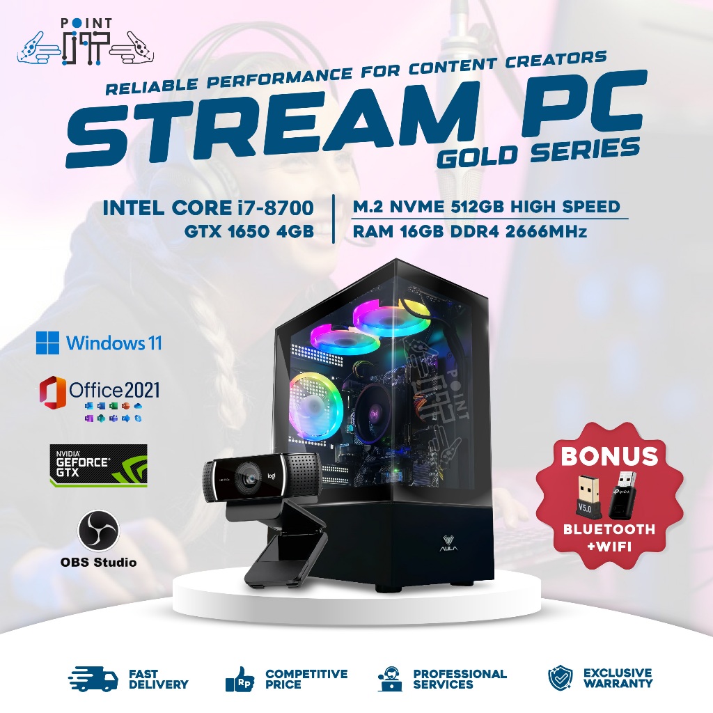 Komputer Rakitan / PC Intel i7 Streaming | Online Meeting GTX 1650 4GB DDR6 / 16GB DDR4 / 512GB NVMe