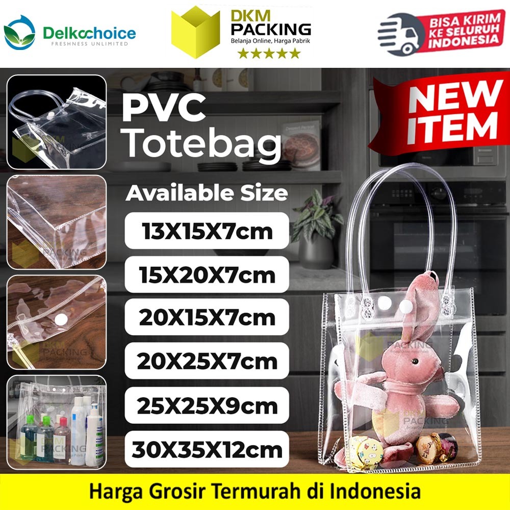 

PVC TOTE BAG Tas Mika Transparan Goodie Bag Hampers Souvenir Ulang Tahun Snack Bening Polos DELKOCHOICE