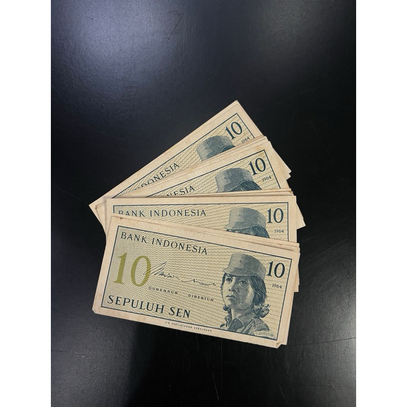 uang kertas asli Indonesia 10 sen (sepuluh sen) 1964