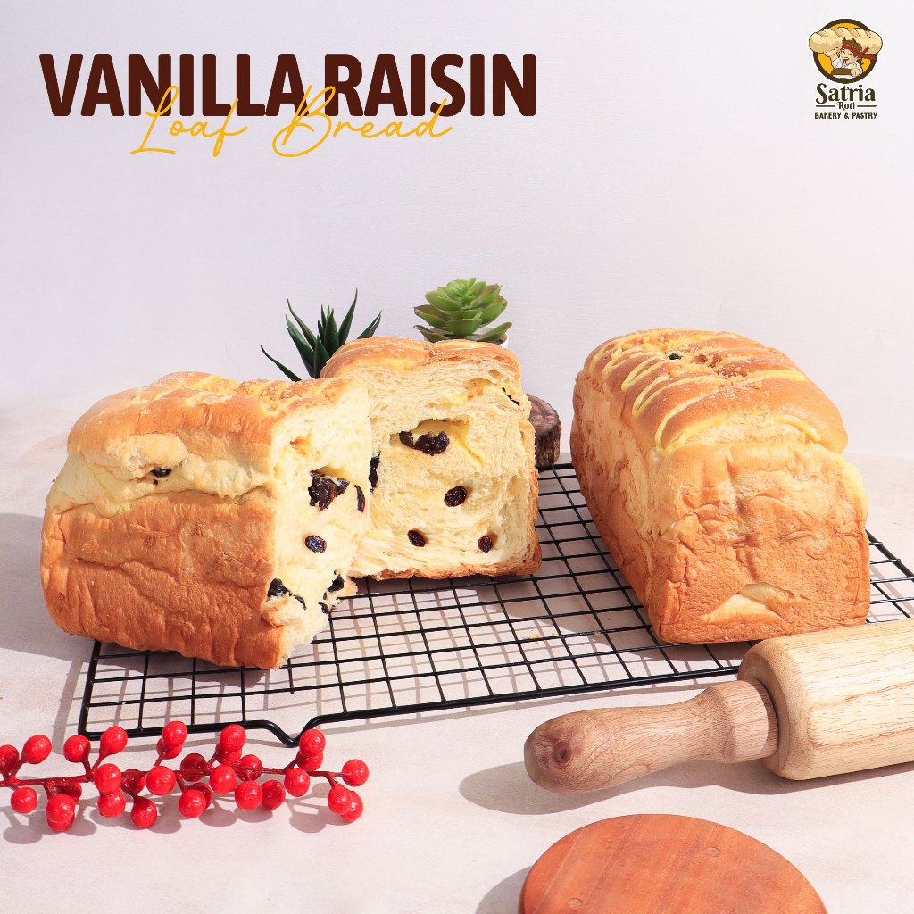 

[SATRIA ROTI] Vanilla Raisin Loaf Bread Roti Jumbo / Roti Sobek / Cemilan Viral