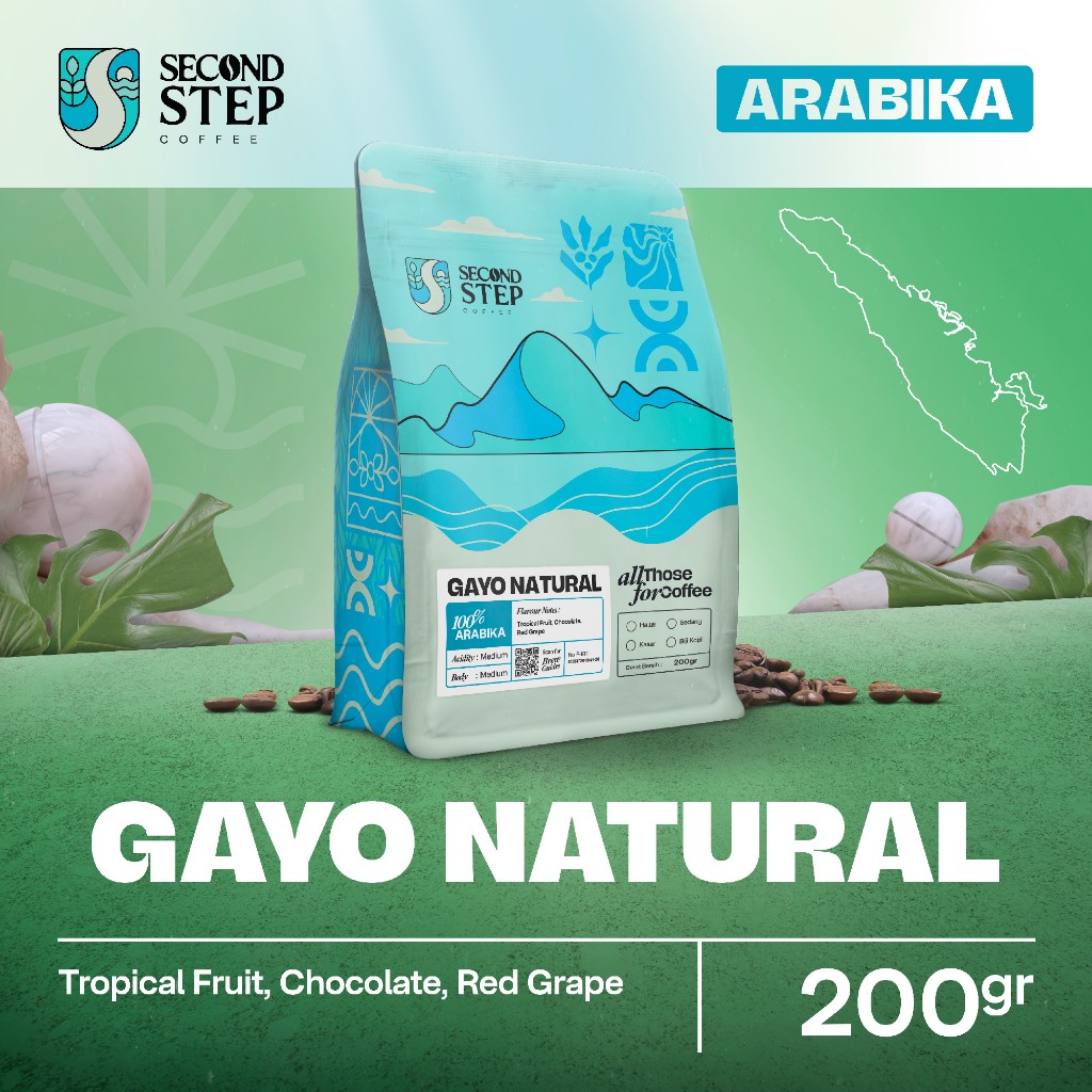 

Kopi Arabika Gayo Natural Arabica Specialty Coffee Bean 200gr Biji Bubuk