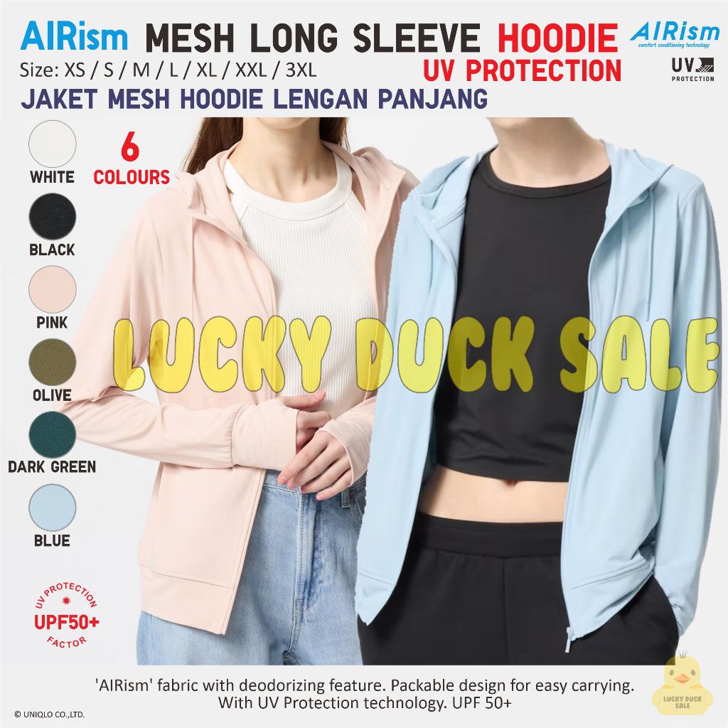 Airism Women UV Protection Mesh Hoodie Jaket Sport Wanita UNIQLO Jacket