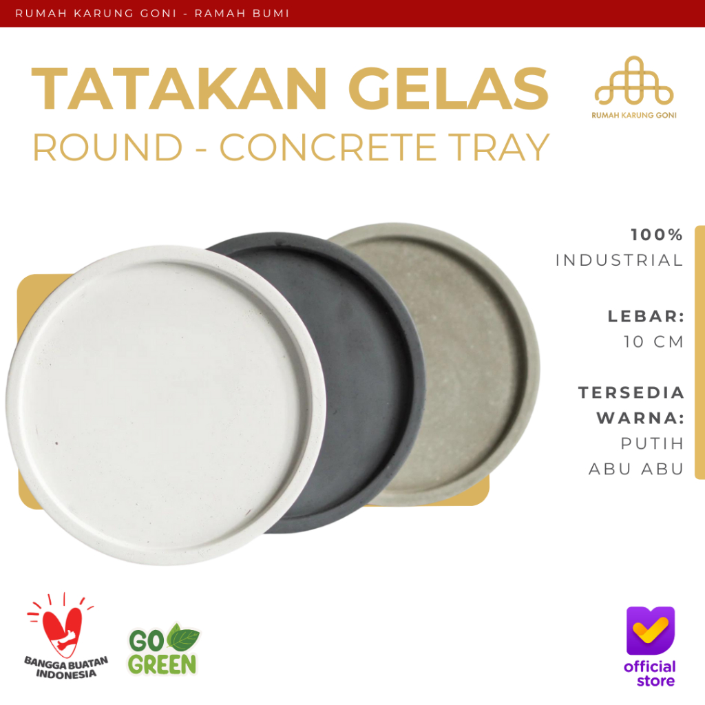 Tatakan Semen Bulat - Tatakan Pot Semen 10 cm - Concrete Coaster
