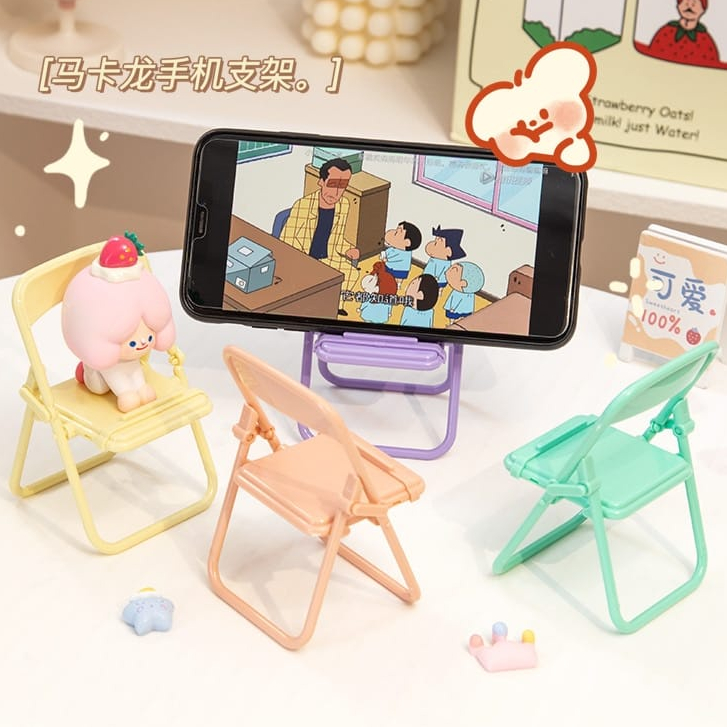 Standing Holder Hp MODEL KURSI Macaron/ Dudukan Hold Handphone Bisa Dilipat / Macaroon Folding Chair