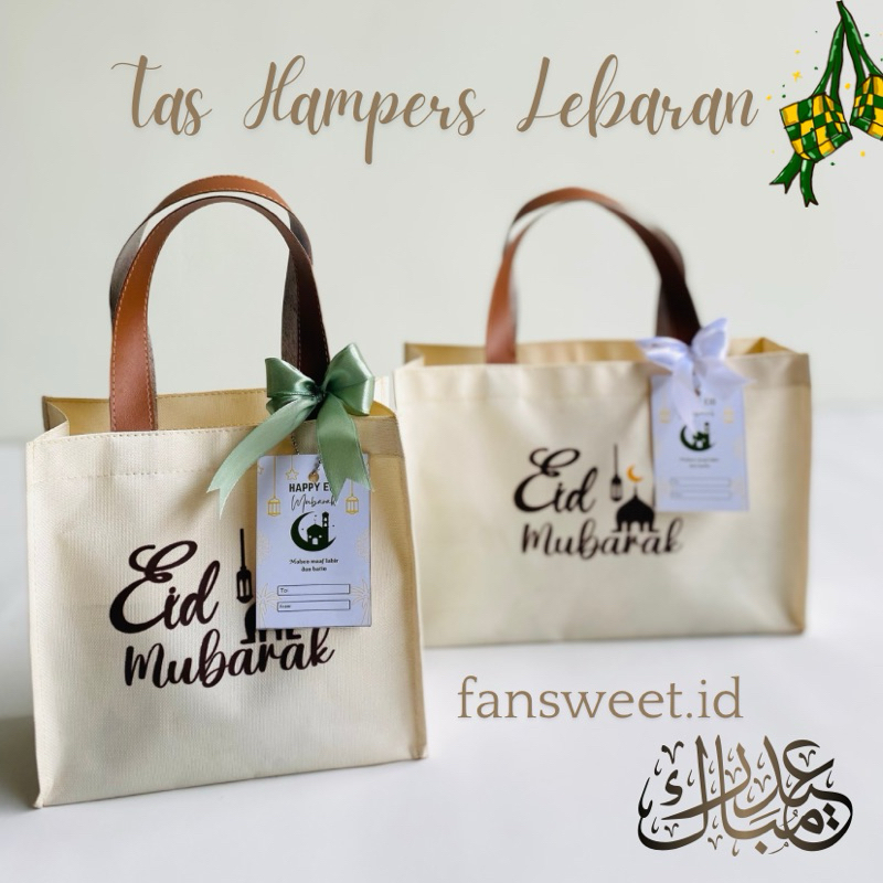 

Tas Hampers Lebaran Eid Mubarak Bahan Kanvas D600