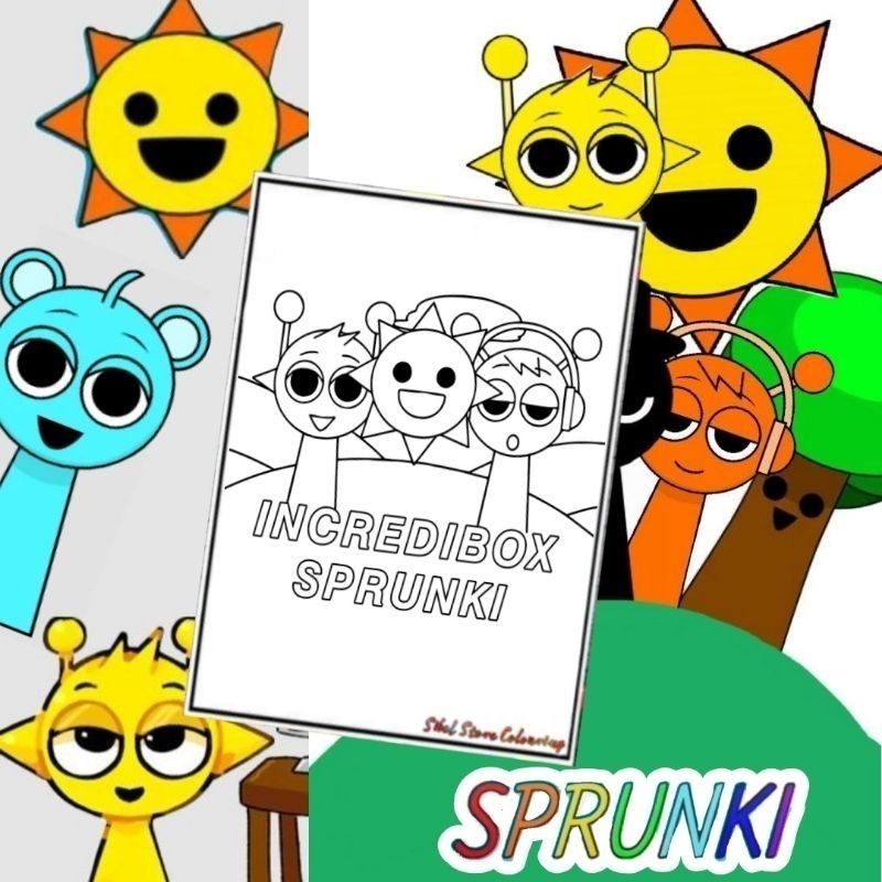 

Kertas Mewarnai Gambar Anak / Kertas Gambar Sprunki V5 (10 Lembar Gambar) / Kertas Tebal 160 Gsm