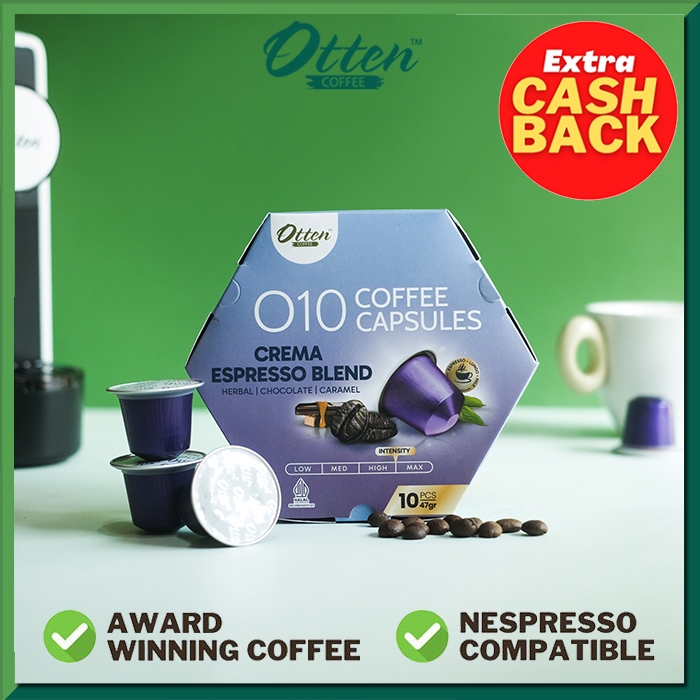 

Kopi Kapsul - O10 Crema Espresso Coffee Capsule | Kapsul Nespresso / Opresso / Veloce / Froth Master / Retto Forest Green Compatible - Otten Coffee Capsules - Best Seller