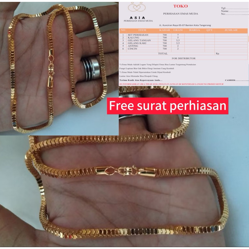 KALUNG EMAS 3gram MILANO  KACA JUMBO LEBAR 3 MILI WARNA ROSE GOLD PENGKAIT S