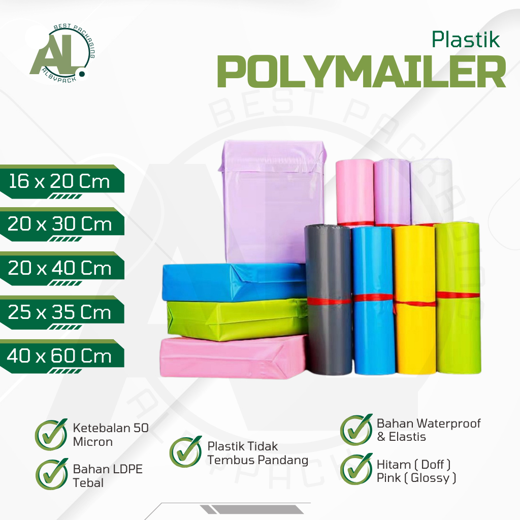 

Plastik Polymailer 1 Pcs Hitam Silver HDPE Glossy Kualitas Premium