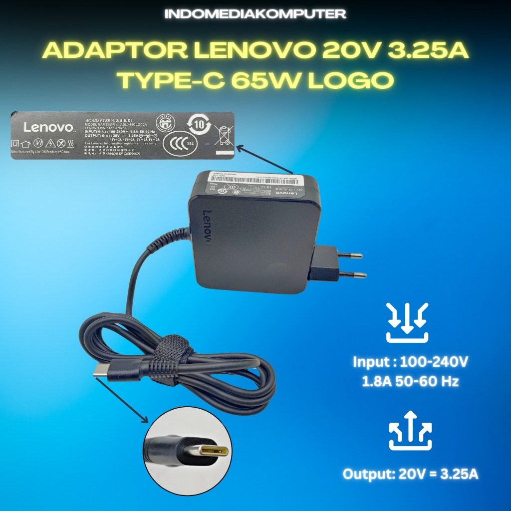 Adaptor Charger Lenovo usb type-c Laptop Charger Lenovo Adaptor