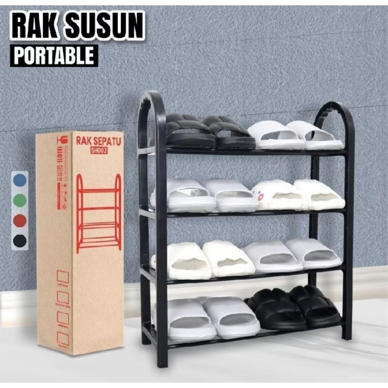 ADS - Rak Sandal Plastik 4 Susun Tempat Rak Sepatu Sandal 4 Tingkat Plastik Rak 4 Susun Serbaguna