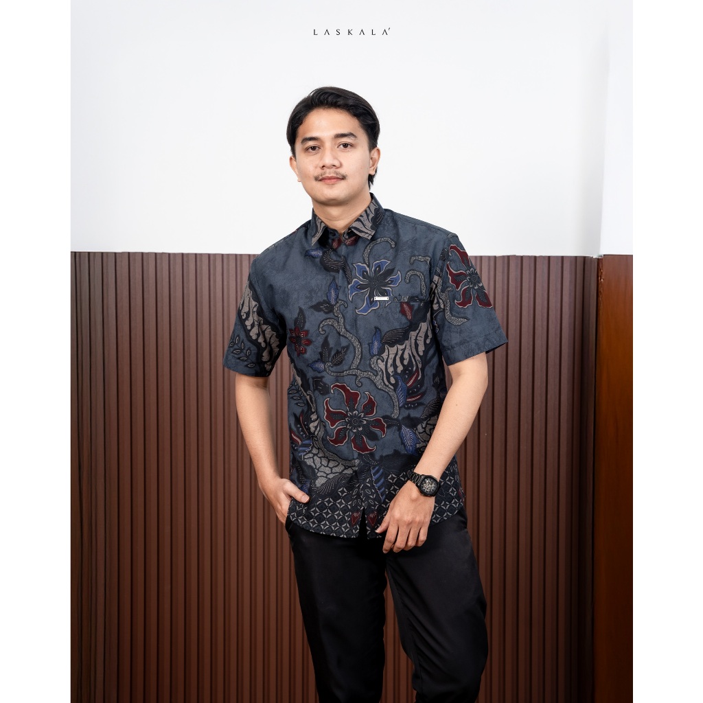Laskala Batik Premium Wasta Kemeja Batik Pria Slimfit Lengan Pendek