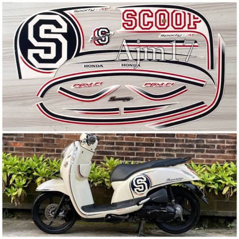 striping stiker honda scoopy 2014 putih