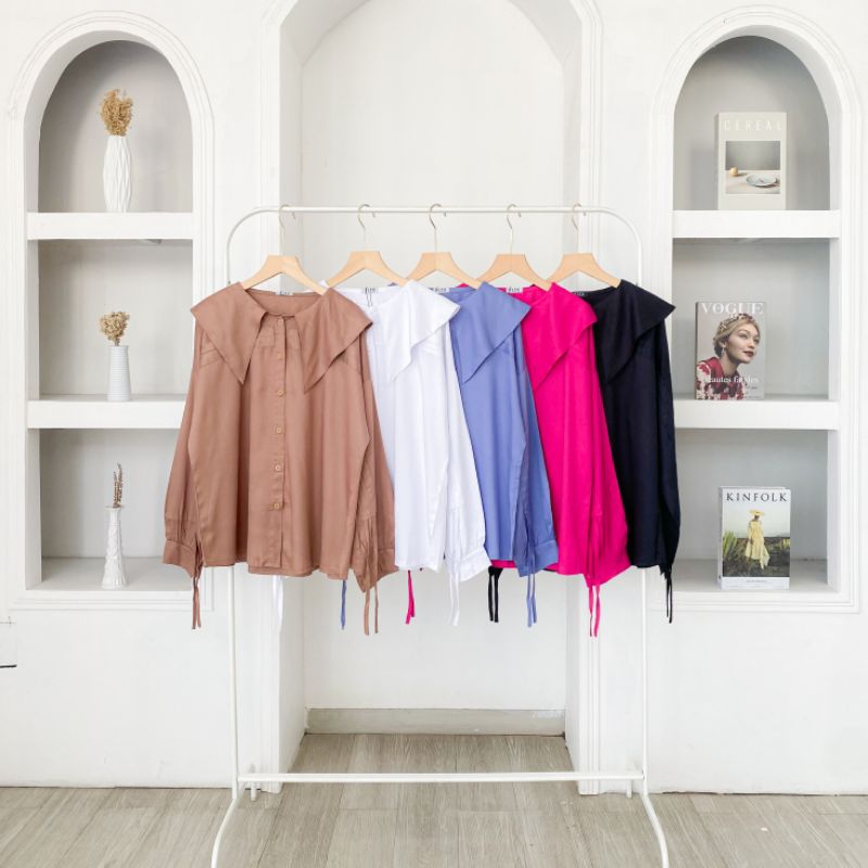 Tavisha Shirt Serut Wanita | Kemeja Katun Twill Busui Friendly Casual Formal