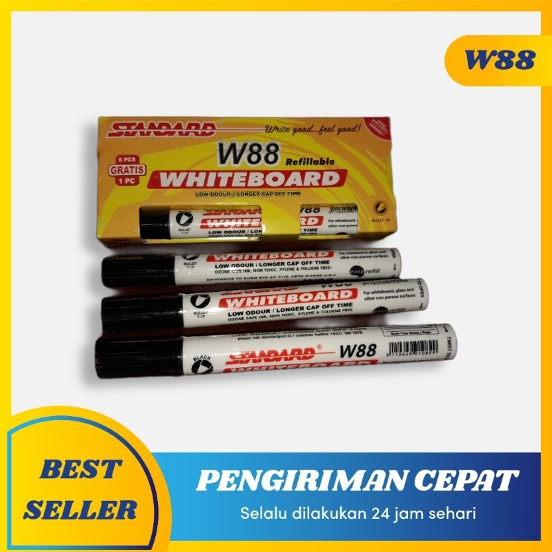 

spidol standard whiteboard w88 refillable (ecer) black / spidol papan tulis