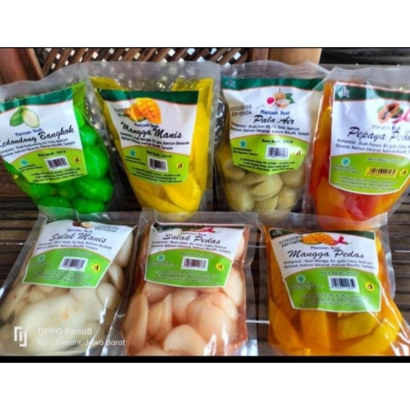 

Manisan Buah / Asinan Mangga Pedas / Manisan Kedondong Bangkok / Asinan buah basah / Manisan Pepaya pedas / Manisan Bangkuang Ori / Manisan Bangkuang Pedas / Manisan Salak Manis / Manisan Salak Pedas / Wlndr Sembako