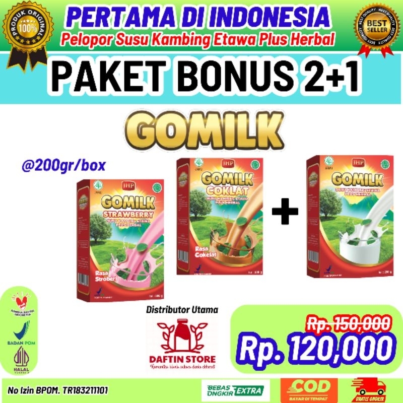 

GOMILK SUSU KAMBING ETAWA PLUS Herbal Paket Bonus best Seller