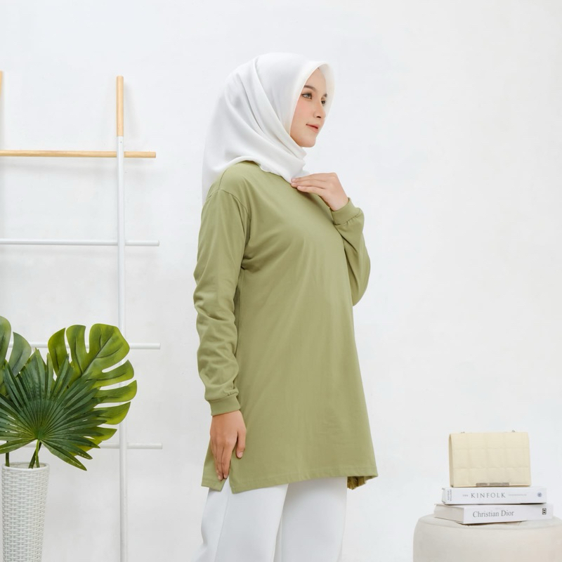 ORIGINAL Kaos tunik wanita polos lengan panjang,Kaos oversize tunik jumbo,Baju atasan tunic wanita