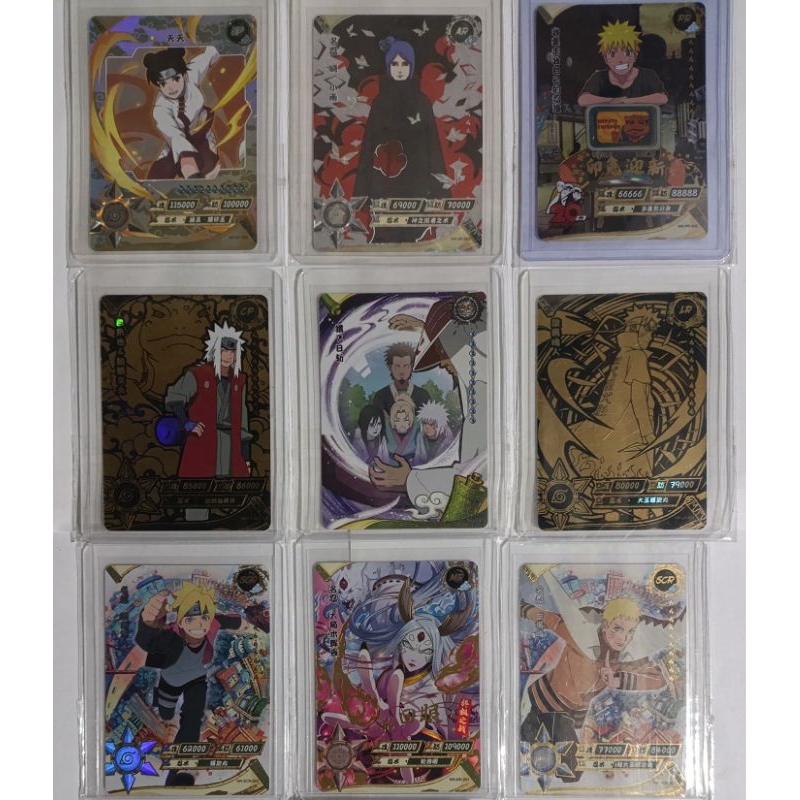 Kartu Koleksi Naruto Kayou BP Hiruzen T4W6, SP Tenten, AR Silver Konan, PR Naruto, CP Jiraiya, LR Na