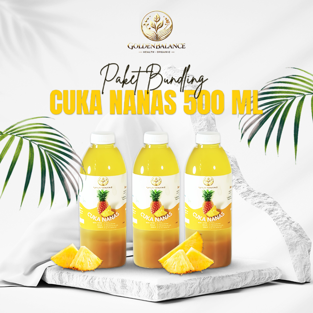 

[BUNDLING 3 PCS] Cuka Nanas Original With Mother 500ml Pineapple Vinegar Murni Asli - GOLDEN BALANCE