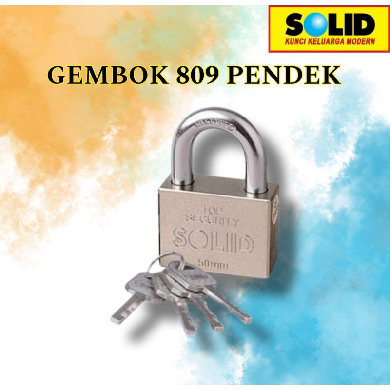 Gembok Rumah / Gembok Pagar / Gembok Baja SOLID 809 50mm Pendek