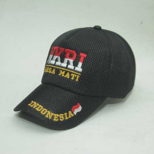 Topi NKRI Harga Mati Logo Bordir Doublemess Jaring Hitam