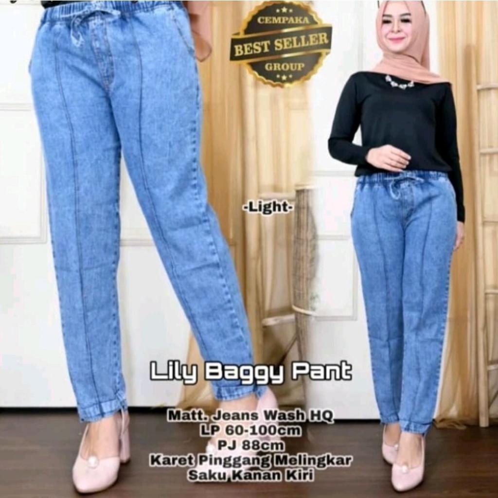 Baggy Jeans Lipat BB 30-65kg Celana Jeans Baggy Tali Lipat Vilip Boyfriend jeans Lipat Slim Fit Cela