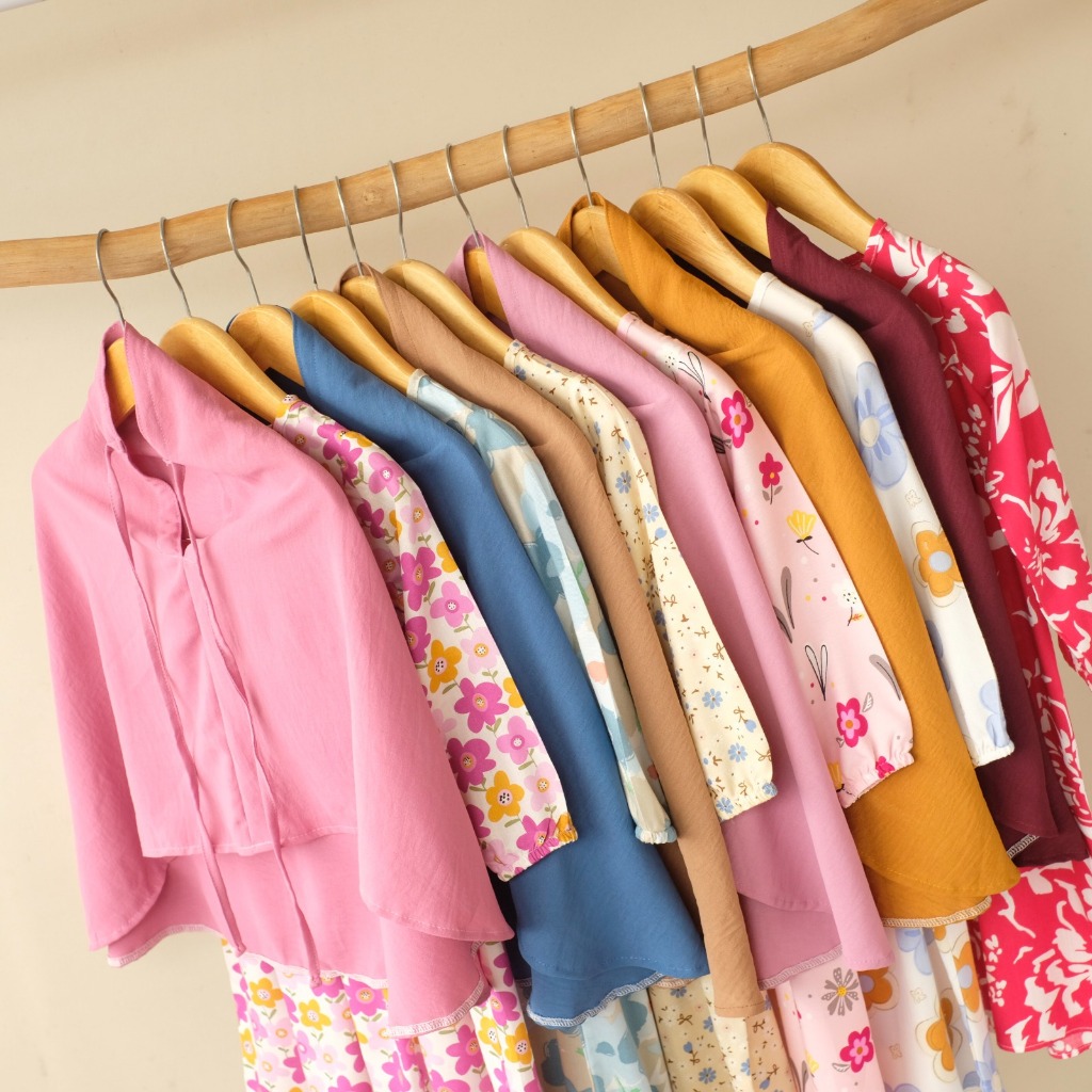 Set Gamis Anak Rayon - size 1 sampai 6 tahun - Zunaira Set Hijab - Warna warna pastel