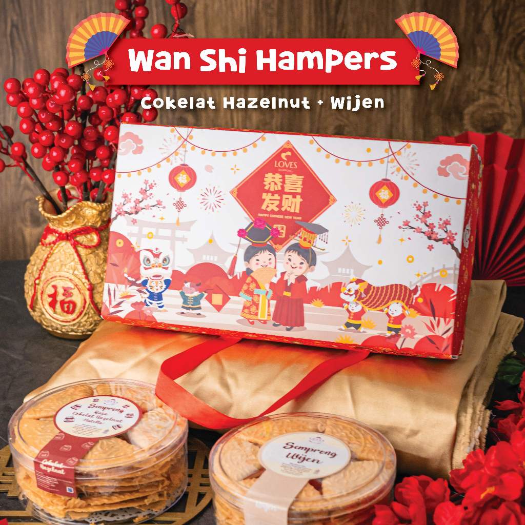 

Wan Shi Hampers Imlek CNY Isi Cokelat Hazelnut + Wijen Loves Semprong