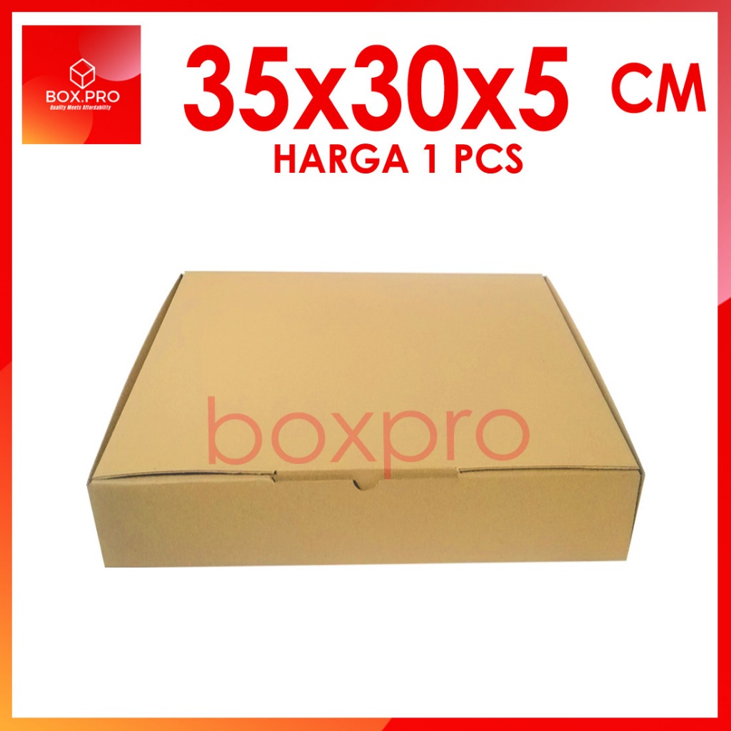 

Kardus Dus uk 35x30x5 cm (ECER) Die Cut Box Kotak Packing Aksesoris Baju Makanan Pizza Hijab Kue