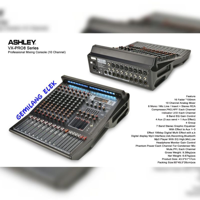 Mixer ASHLEY VX PRO8/ VX PRO 8 Original 10 Channel
