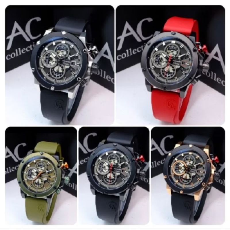Original Jam tangan pria Alexandre christie ac6491 / ac 6491 rubber strap