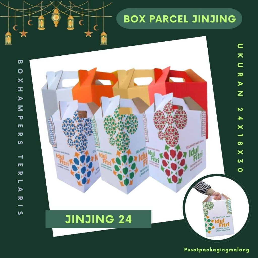 

Box Jinjing 24x18x30 Gable Box Kardus Packing Eid Mubarok Idul fitri Bingkisan lebaran/Parcel/Lebaran/idul Fitri/Paket/sembako