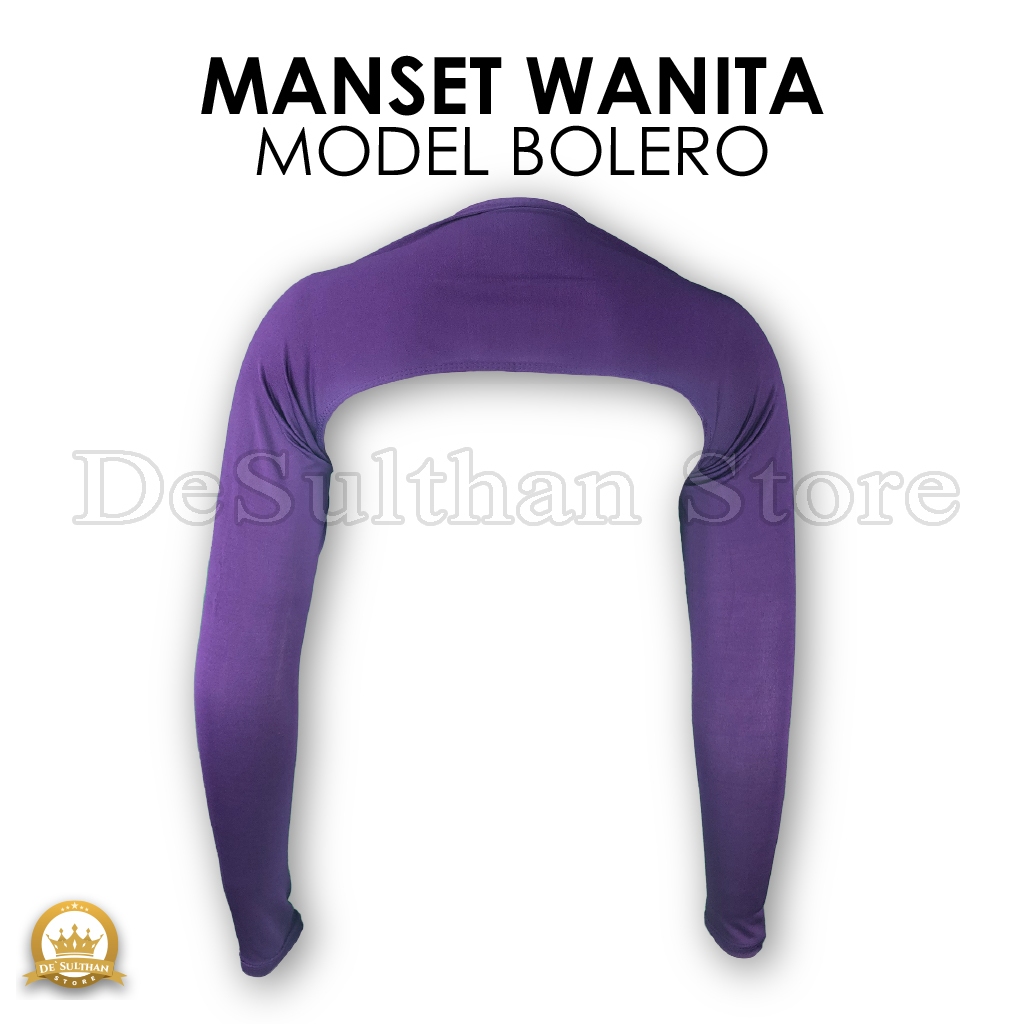 Baju Manset Bolero Crop Lengan Panjang Sambung Wanita Polos Bahan Spandek Dalaman Perempuan Hitam Pu