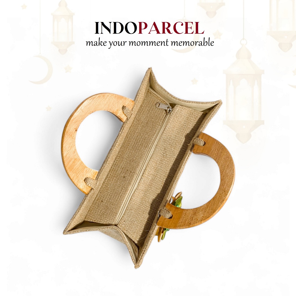 

RB INDOPARCEL - Tas Hampers Lebaran Anyaman Goni Handle Kayu Kombinasi Anyaman Bambu Bungkus Kemasan