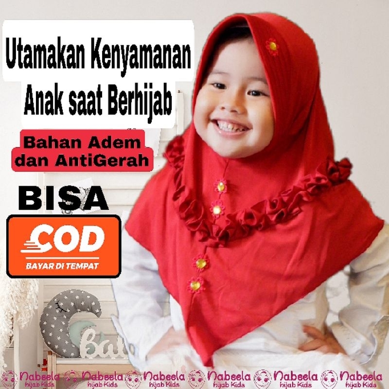 JILBAB HIJAB KERUDUNG BERGO KRUDUNG INSTAN SELOBOKAN  ANAK KIDS KID 2 3 4 5 TAHUN TH TK BAHAN KAIN J