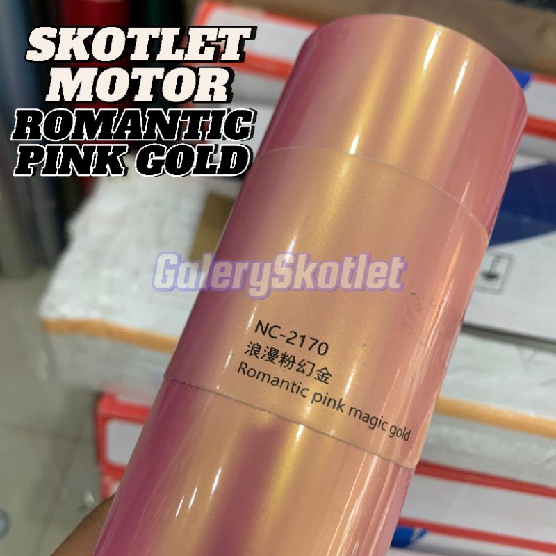 skotlet motor warna pink lembyung gold premium super glossy lentur stiker skotlet romantic pink magi