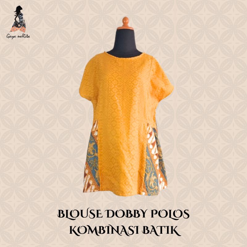 Blouse Dobby Polos Kombinasi Batik